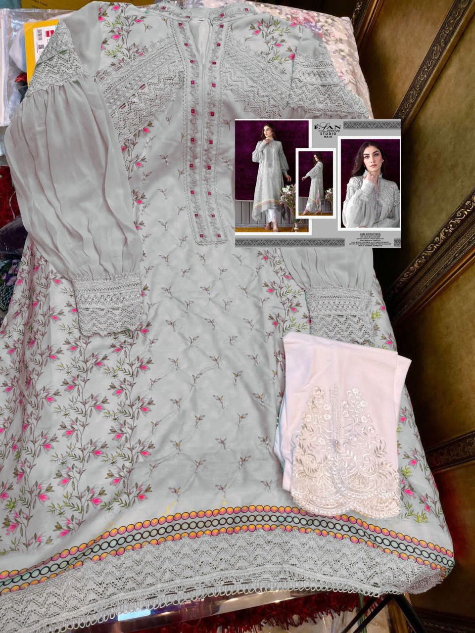 Elan Lawn Studio Ma 45 Designer Top With Bottom Collection